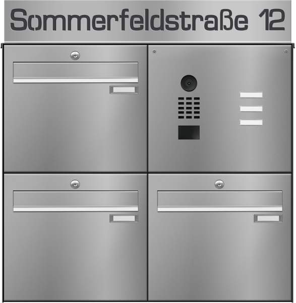 Frabox Edelstahl Aufputz Briefkastenanlage LUIS inklusive DoorBird Video-Technik