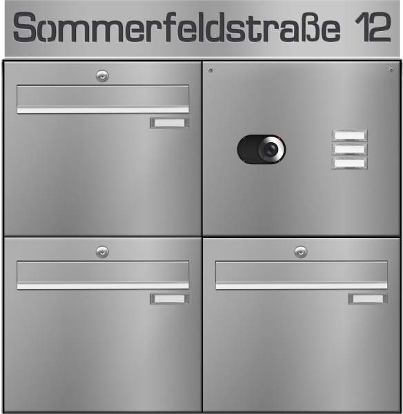 Frabox Edelstahl Aufputz Briefkastenanlage LUIS inklusive Comelit-Video-Technik