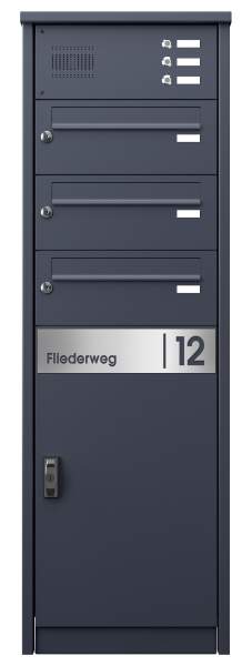 Frabox Brief- und Paketkasten VORLEY mit LED-Klingeltastern und Sprechsieb sowie 3 Briefkästen