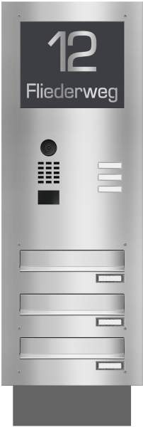 Frabox Edelstahl Mauerdurchwurf Briefkastenanlage LUIS inklusive Doorbird Videotechnik