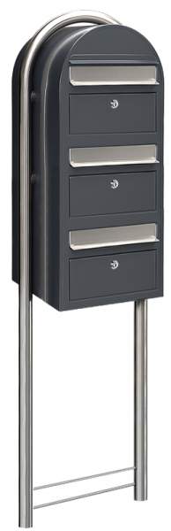 Bobi 3-Fach-Briefkasten Trio Anthrazitgrau