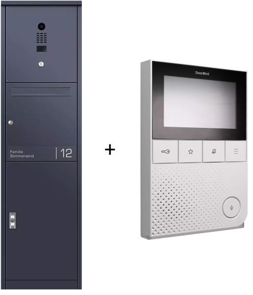 Frabox Post- und Paketkasten VORLEY mit DoorBird-Videotechnik & Doorbird Innenstation