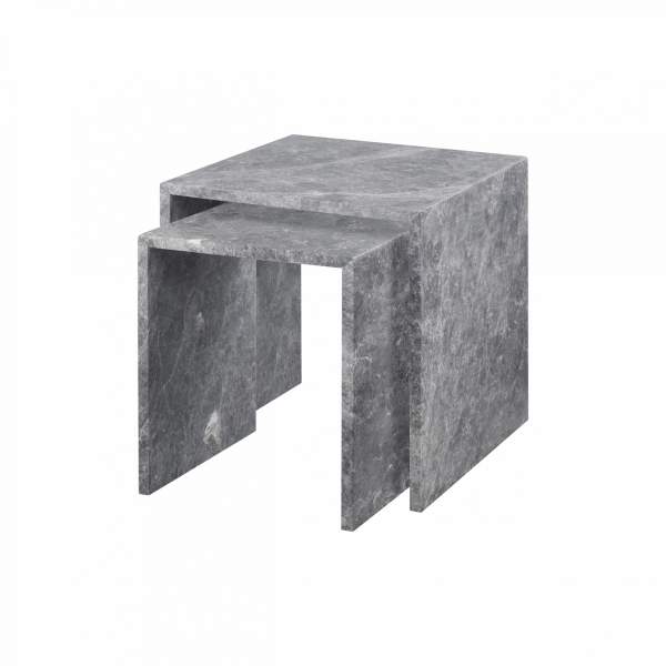 Blomus Set 2 Beistelltische -VARU- aus Marmor Farbe Tundra Gray