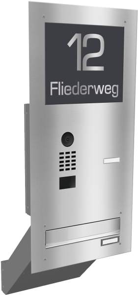 Frabox Edelstahl Mauerdurchwurf Briefkastenanlage LUIS inklusive Doorbird Videotechnik