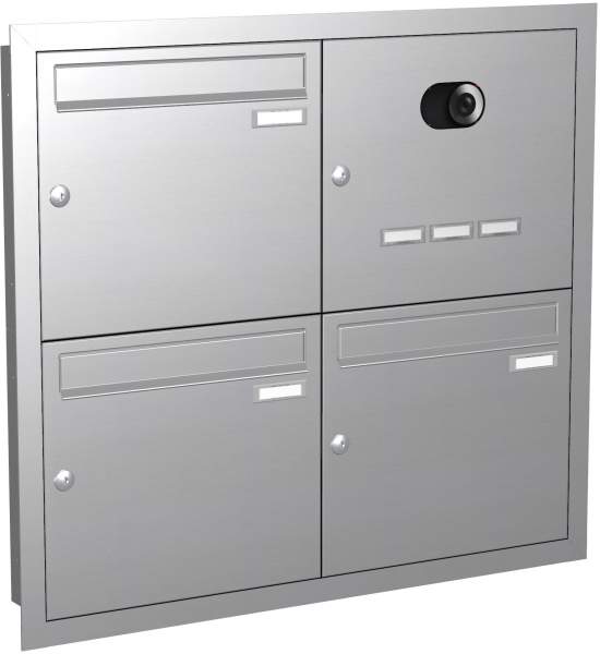Frabox Edelstahl Unterputz Briefkastenanlage mit Video Modell EU2V