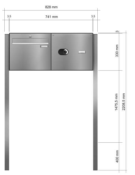 Frabox Freistehende Edelstahl Briefkastenanlage LUIS inklusive Comelit Videotechnik